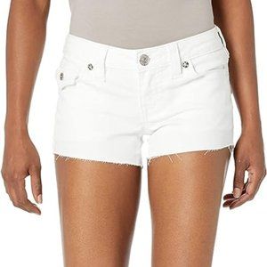 NWT! $158 True Religion White Denim Joey Cut Off Stretch Low Rise Shorts 28